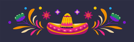 Sombrero with Floral Elements vecor