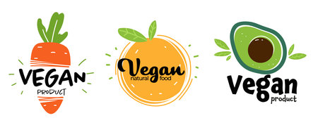 Organic Vegan Food Label Designのイラスト素材