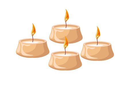 Trio of Diwali Oil Lampsのイラスト素材