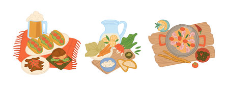Picnic Food Selection Vector Illustrationのイラスト素材