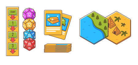 Fantasy Board Game Hex Tiles Setのイラスト素材