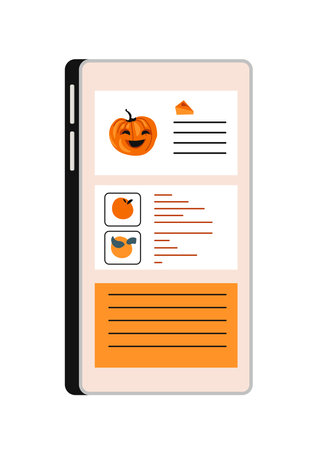 Halloween smartphone pumpkin interface vectorのイラスト素材