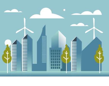 Modern Cityscape with Skyscrapers vectorのイラスト素材