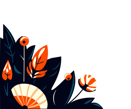 Colorful floral abstract design borderのイラスト素材