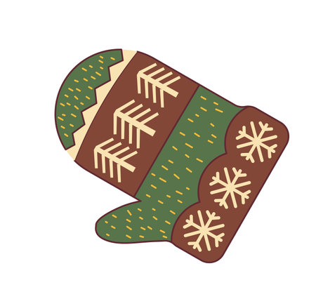 Vintage Winter Mitten Isolated Vectorのイラスト素材