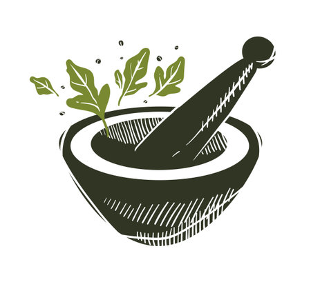 Rustic Mortar and Pestle Illustrationのイラスト素材