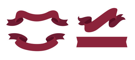 Red Ribbon Banner Vector Setのイラスト素材