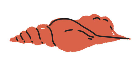 Red Conch Shell Vector Illustrationのイラスト素材