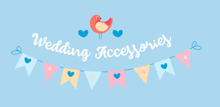 Wedding Accessories With Bird Bannerのイラスト素材