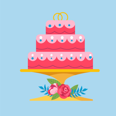 Wedding Cake With Floral Detailsのイラスト素材