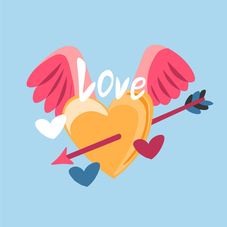Heart With Wings And Arrow Illustrationのイラスト素材