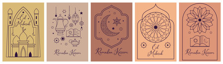 Ramadan Kareem Festive Poster setのイラスト素材