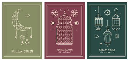 Islamic Greeting Card Vector setのイラスト素材