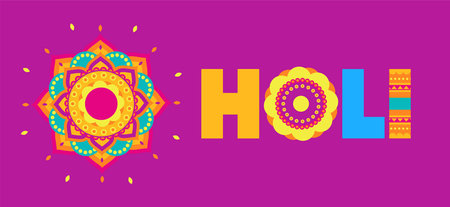 Vibrant Holi Festival Typography Artのイラスト素材