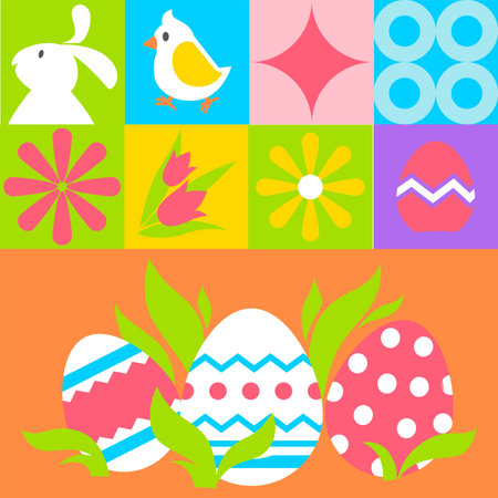 Colorful Easter Patchwork Design vectorのイラスト素材