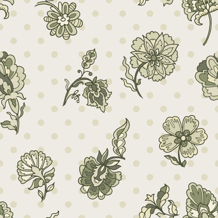 Seamless Botanical Vintage Style Patternのイラスト素材