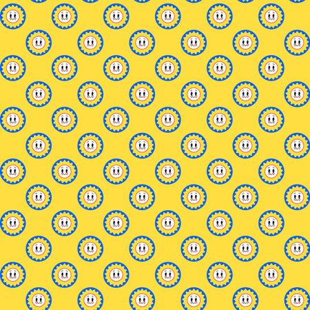 Cartoon Face Circles On Yellow