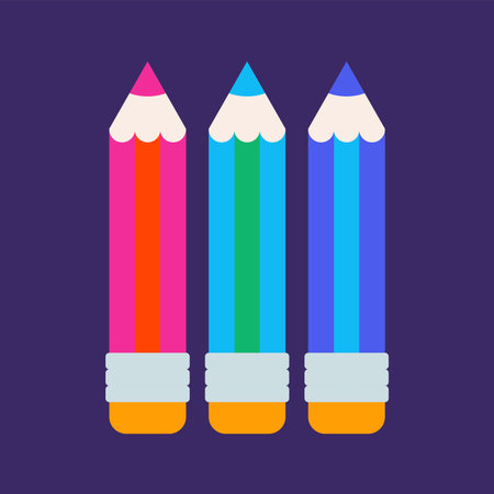 Colorful Pencils Stationery Vector Illustrationのイラスト素材