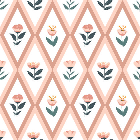 Blush Folk Floral Diamondsのイラスト素材