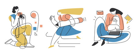 Creative Freelancer Activity Illustration Setのイラスト素材