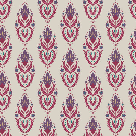 Ochre Folk Floral Medallion Textile Patternのイラスト素材