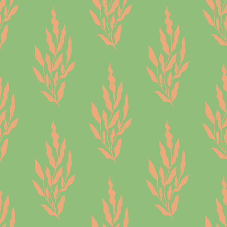 Minimalist Peach Wavy Leaf Stripe Patternのイラスト素材