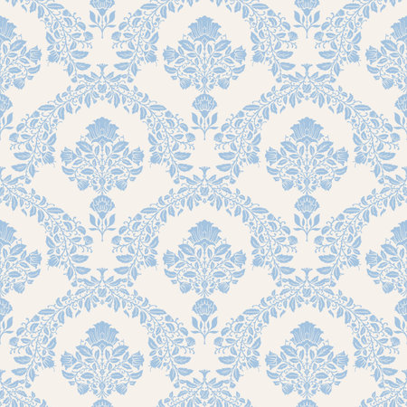 Classic Navy Blue Floral Ogee Damaskのイラスト素材