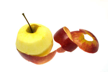 Red apple with twisted peel rings.
の写真素材