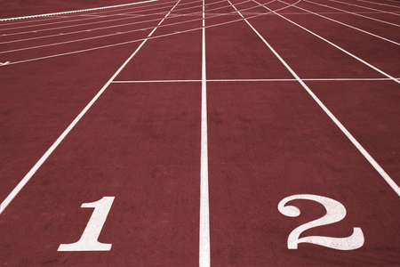Running lanes with numbers on the stadium.の写真素材