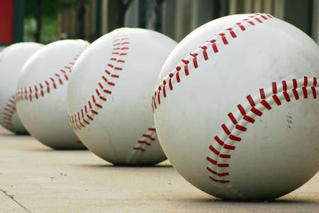 Baseballs in a Rowの写真素材