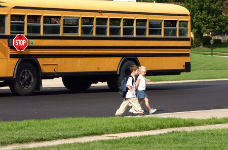 Boy and Girl Coming Home From School