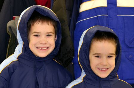 Boys Wearing Coatsの写真素材