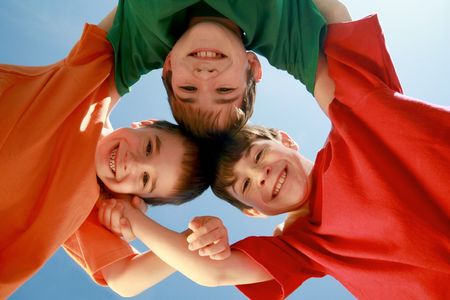 Kids Huddlingの写真素材