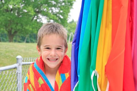 Little Boy at the Poolの写真素材