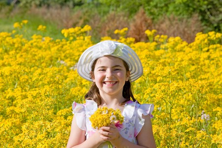 Girl Smiling in Flower Field
