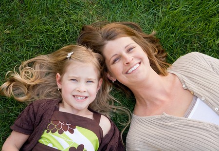 Close Up of Mother and Daughterの写真素材