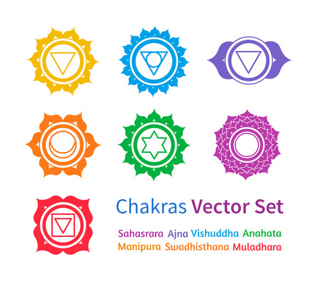 Vector set of colorful chakrasのイラスト素材
