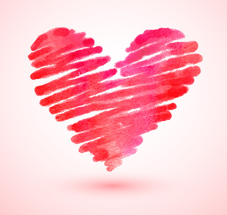 Hand drawn watercolor scribble heart.のイラスト素材