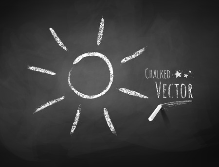 Vector chalkboard drawing of sun.のイラスト素材