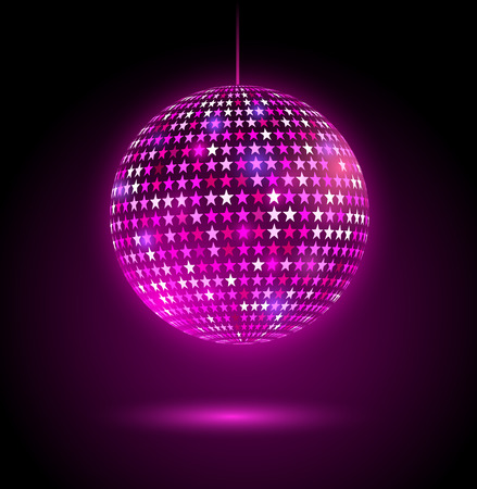 Vector illustration of glowing disco ball with stars.のイラスト素材