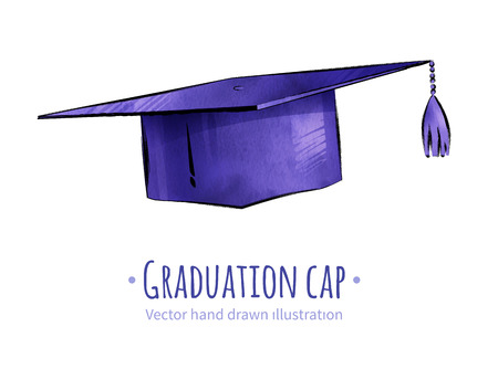 Hand drawn vector illustration of graduation cap.のイラスト素材