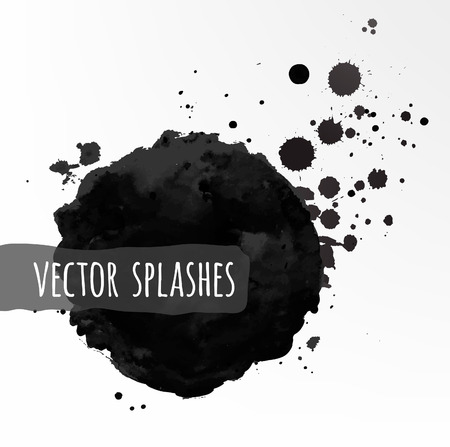 Vector watercolor stain with paint splashes.のイラスト素材