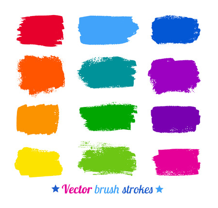 Grunge colorful watercolor brush strokes. Vector set.のイラスト素材