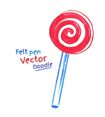 Felt pen childlike drawing of candy.のイラスト素材