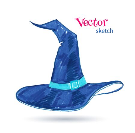 Felt pen drawing of witches hat.のイラスト素材