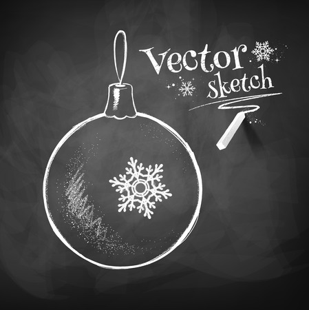Chalkboard drawing of Christmas ball.のイラスト素材