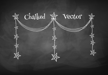 Grunge chalkboard drawing of garland.のイラスト素材