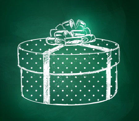 Chalkboard drawing of gift box.のイラスト素材