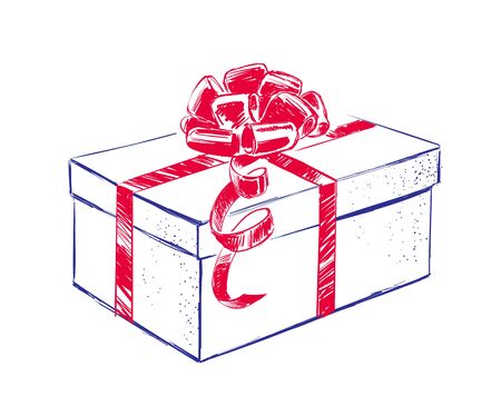 Hand drawn gift box with bow.のイラスト素材