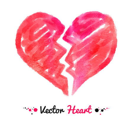 Vector watercolor illustration of broken heart.のイラスト素材